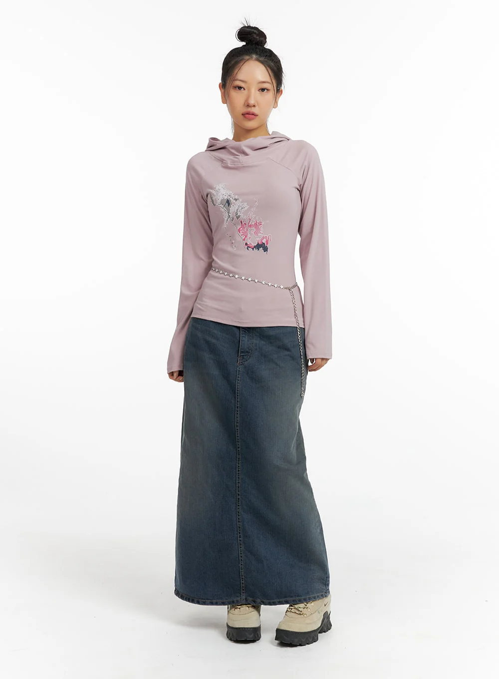 Washed Denim Maxi Skirt CF419 - Image 2