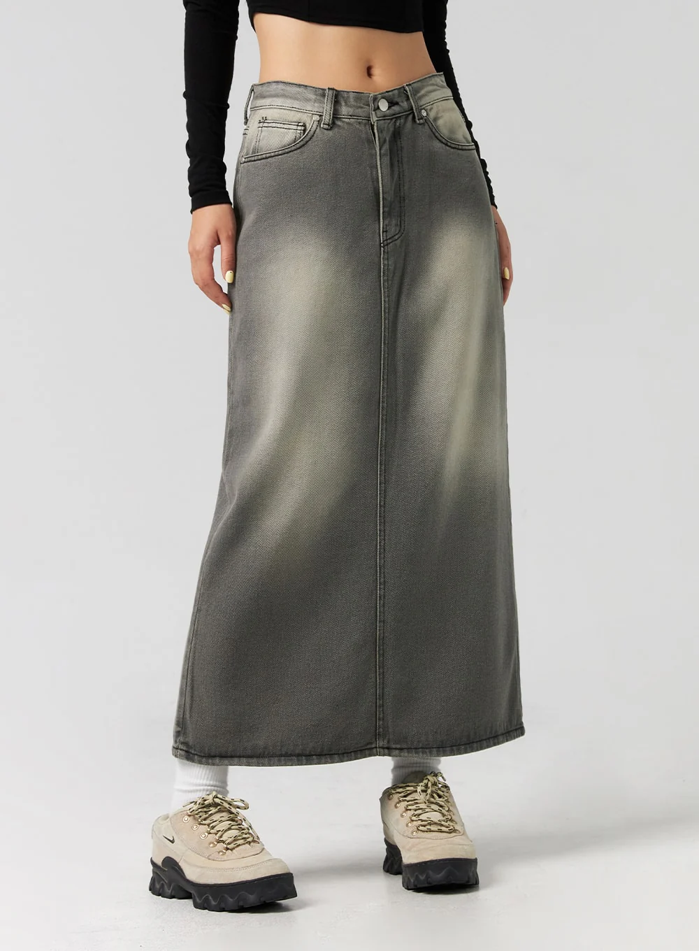 Washed Denim Maxi Skirt CG327 - Image 9