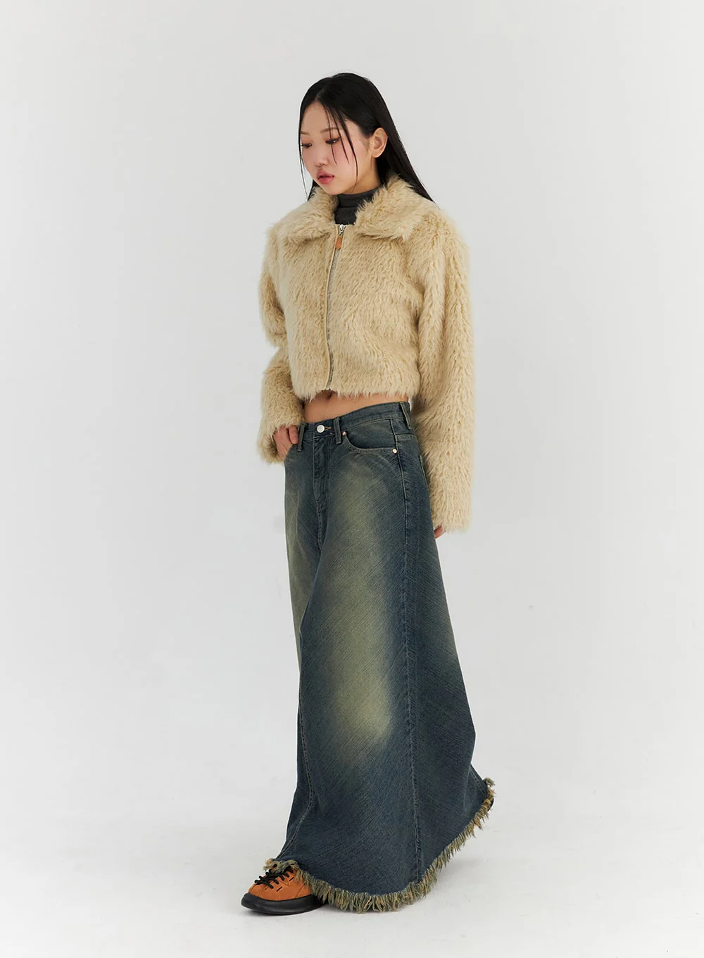 Washed Denim Maxi Skirt CN314 - Image 3