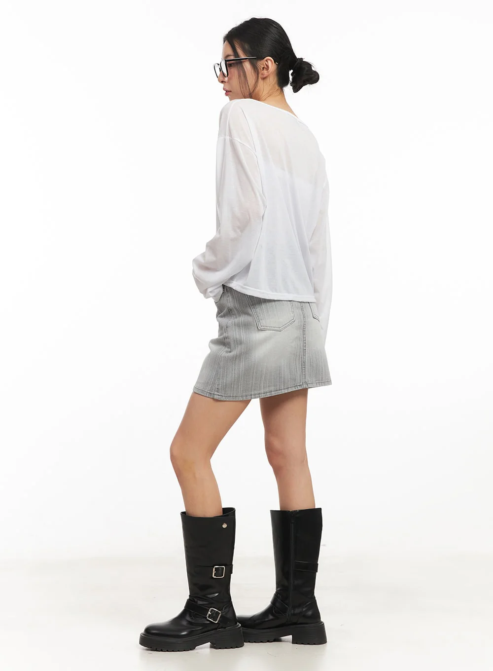 Washed Denim Mini Skirt CM503 - Image 6