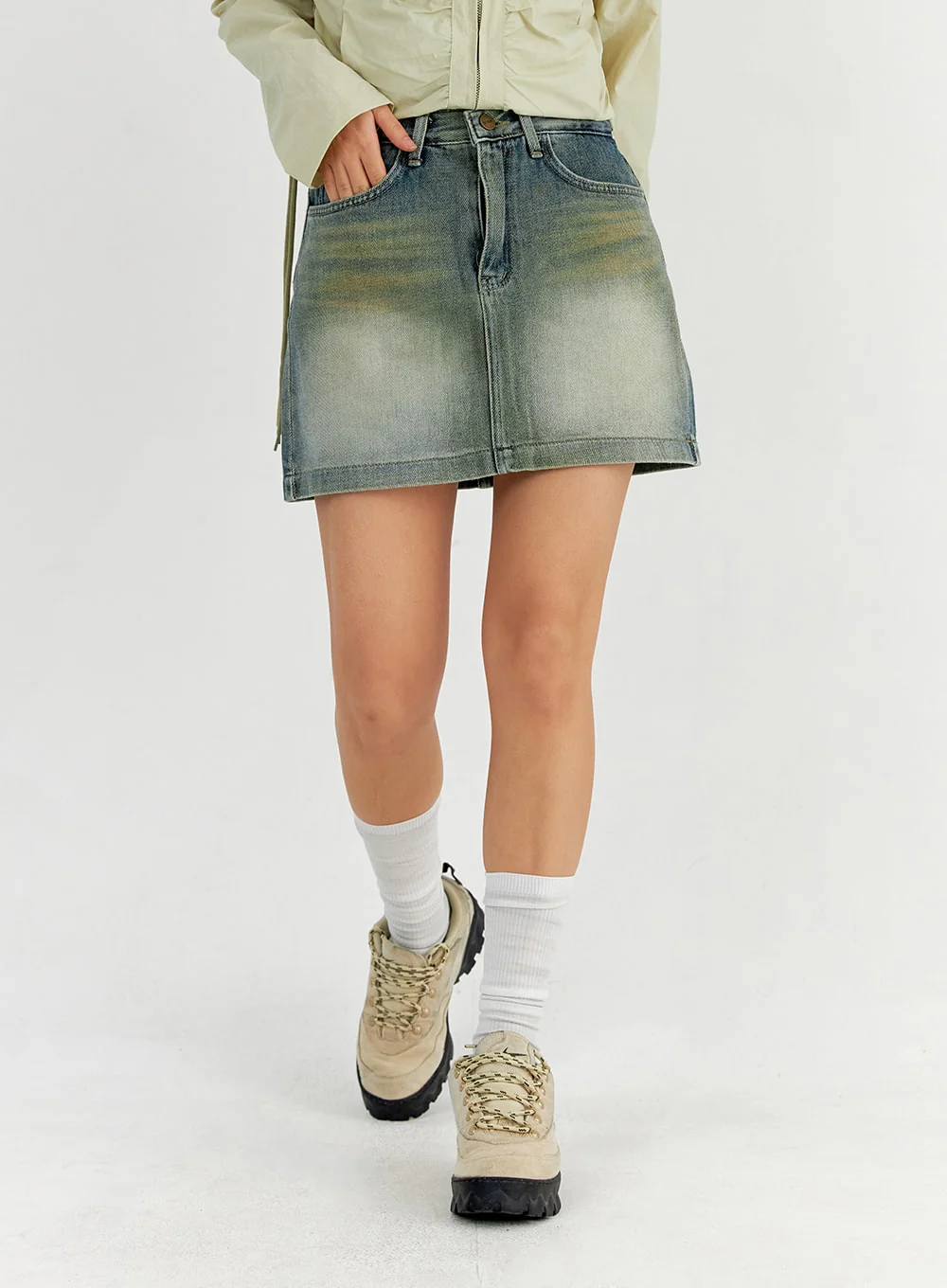 Washed Denim Mini Skort CO327 - Image 5