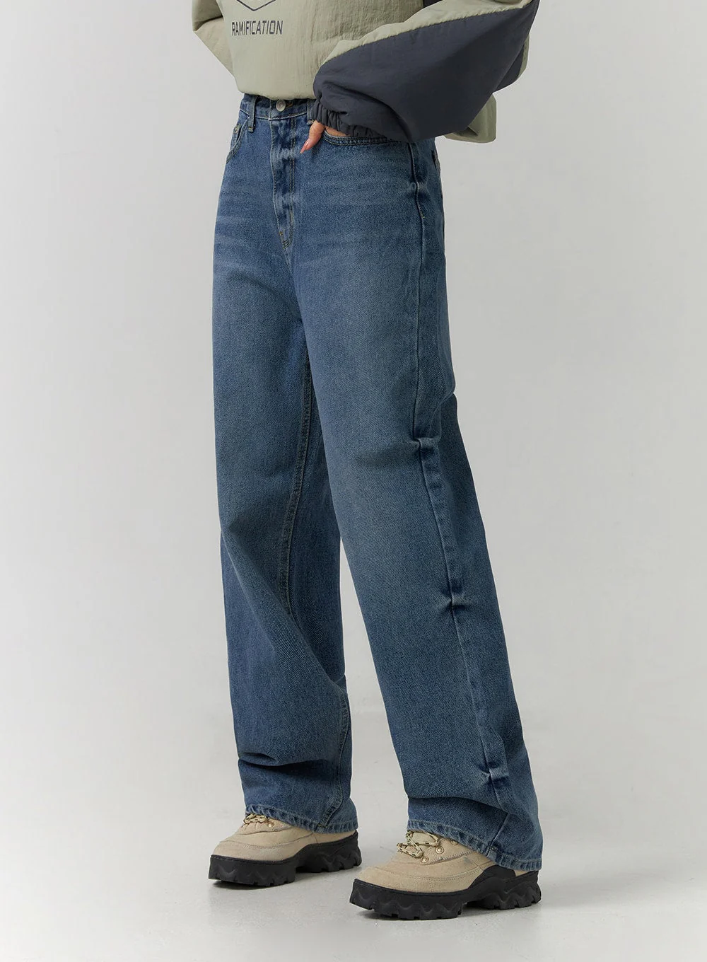Washed Denim Wide Leg Jeans CD308 - Image 5