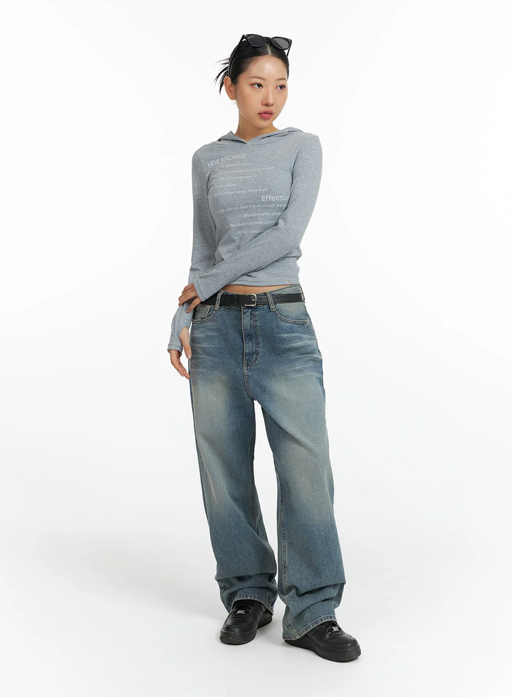 Washed Denim Wide-Leg Jeans CF419 - Image 3