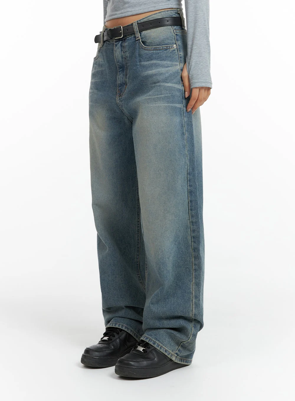 Washed Denim Wide-Leg Jeans CF419 - Image 4