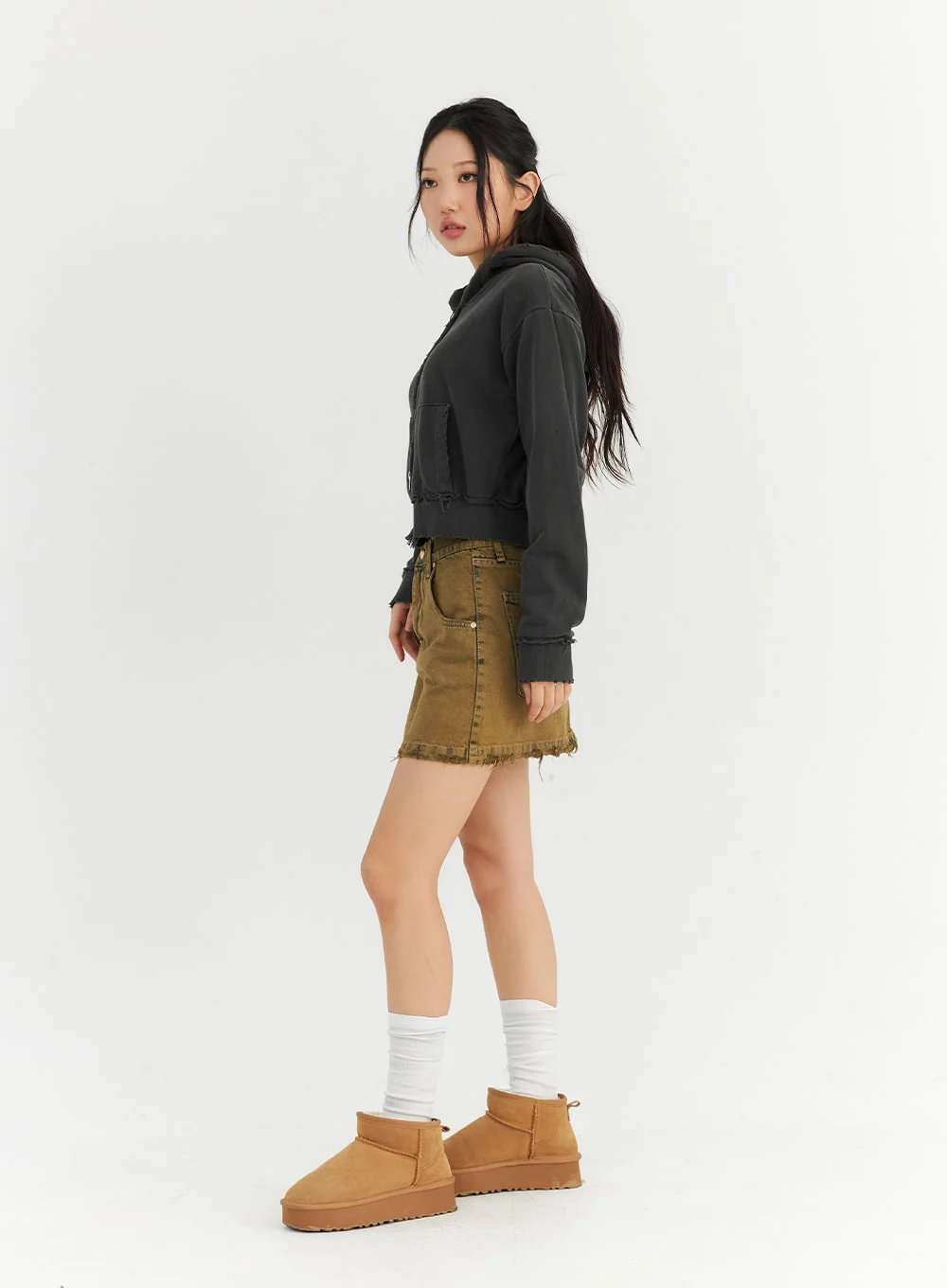 Washed Destroyed Denim Mini Skirt CN303 - Image 3