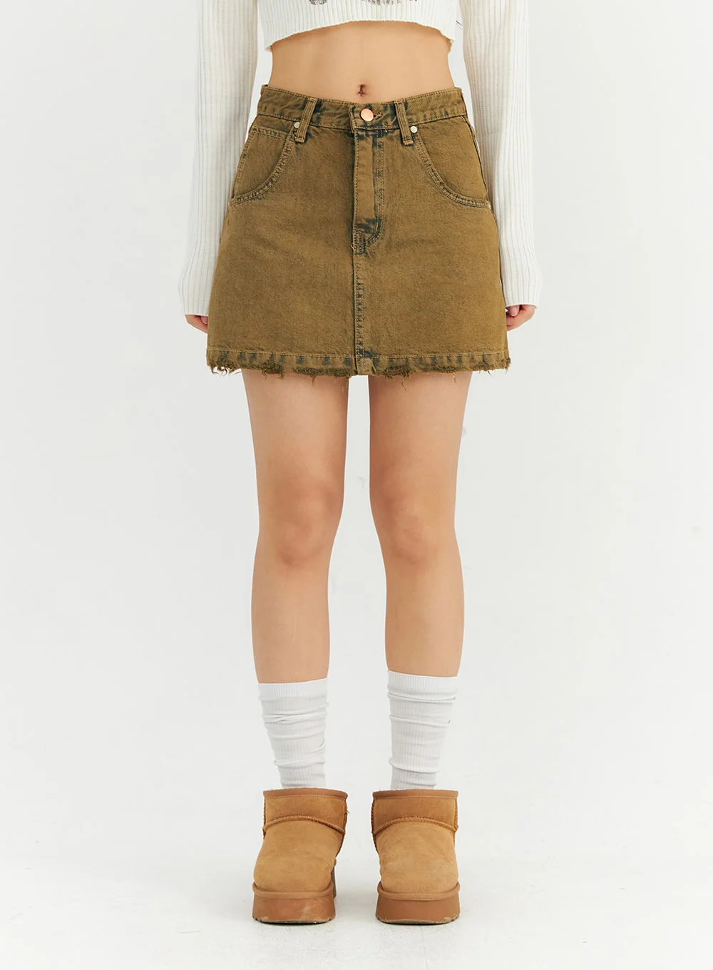 Washed Destroyed Denim Mini Skirt CN303 - Image 4