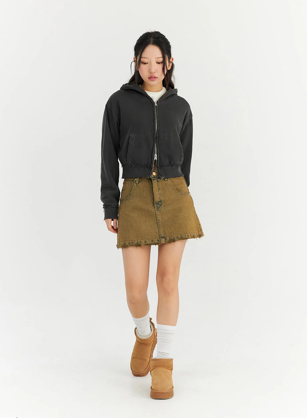 Washed Destroyed Denim Mini Skirt CN303 - Image 6