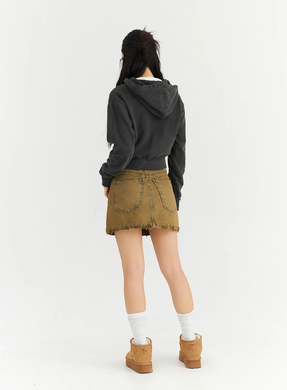 Washed Destroyed Denim Mini Skirt CN303 - Image 7