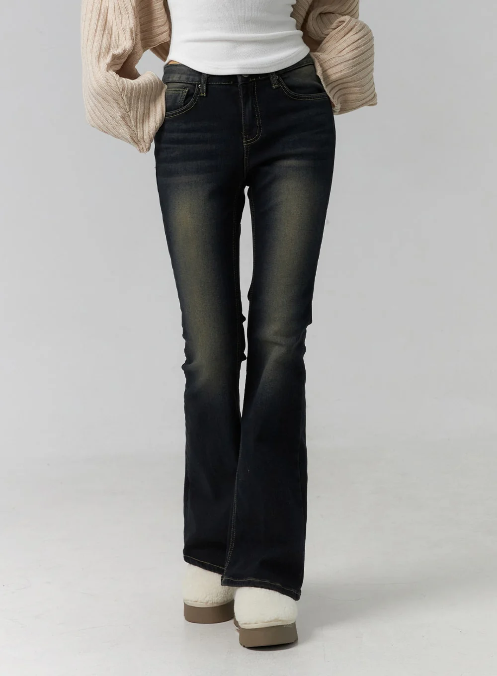 Washed Low Rise Bootcut Jeans CD308 - Image 4