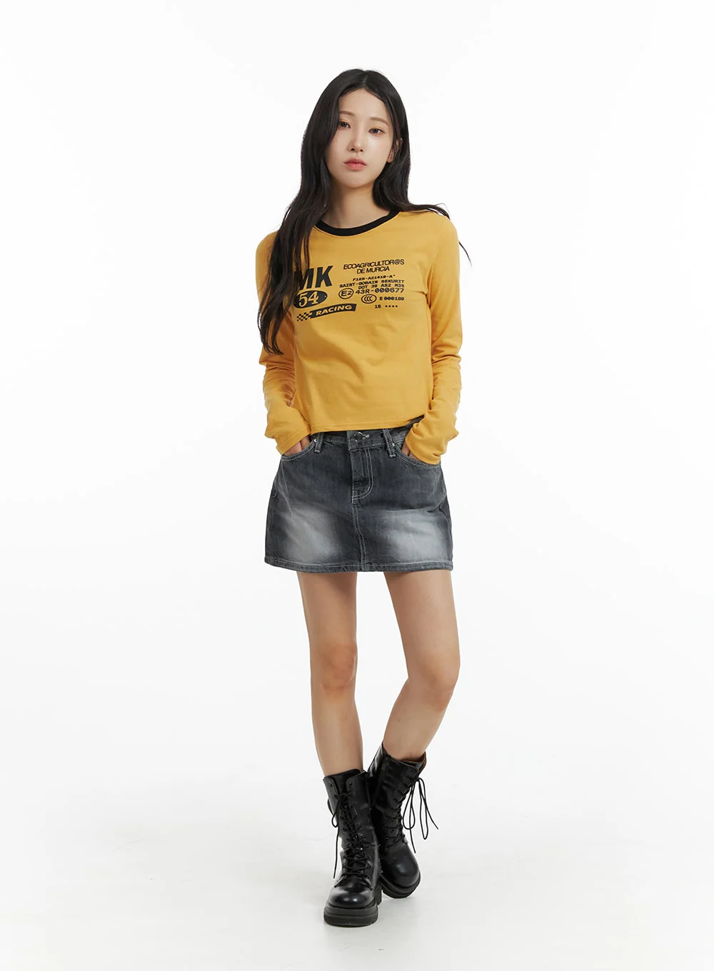Washed Low Rise Mini Denim Skirt IM405 - Image 3