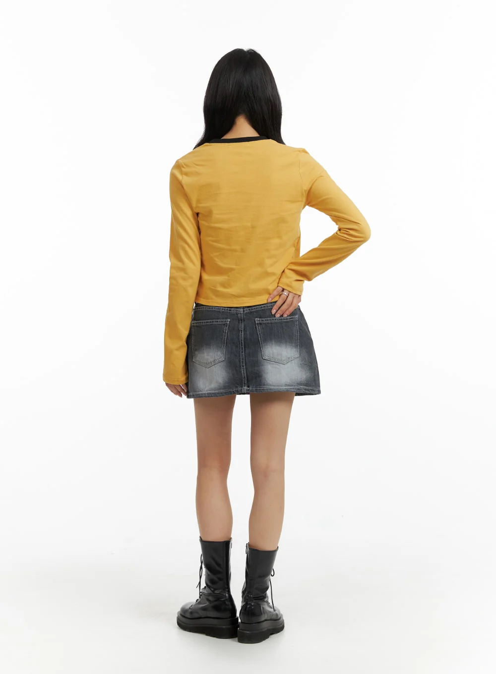 Washed Low Rise Mini Denim Skirt IM405 - Image 7