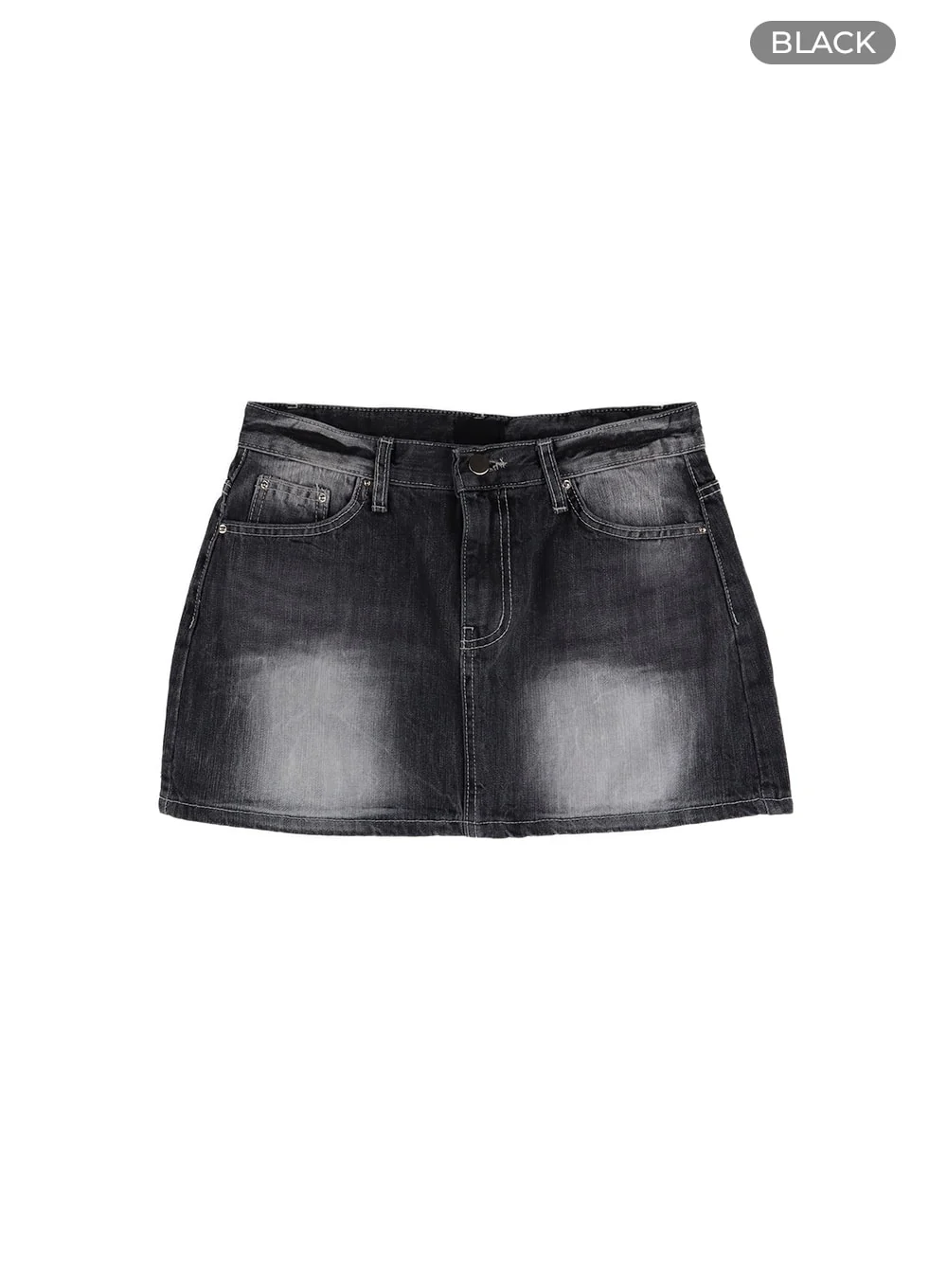 Washed Low Rise Mini Denim Skirt IM405 - Image 8