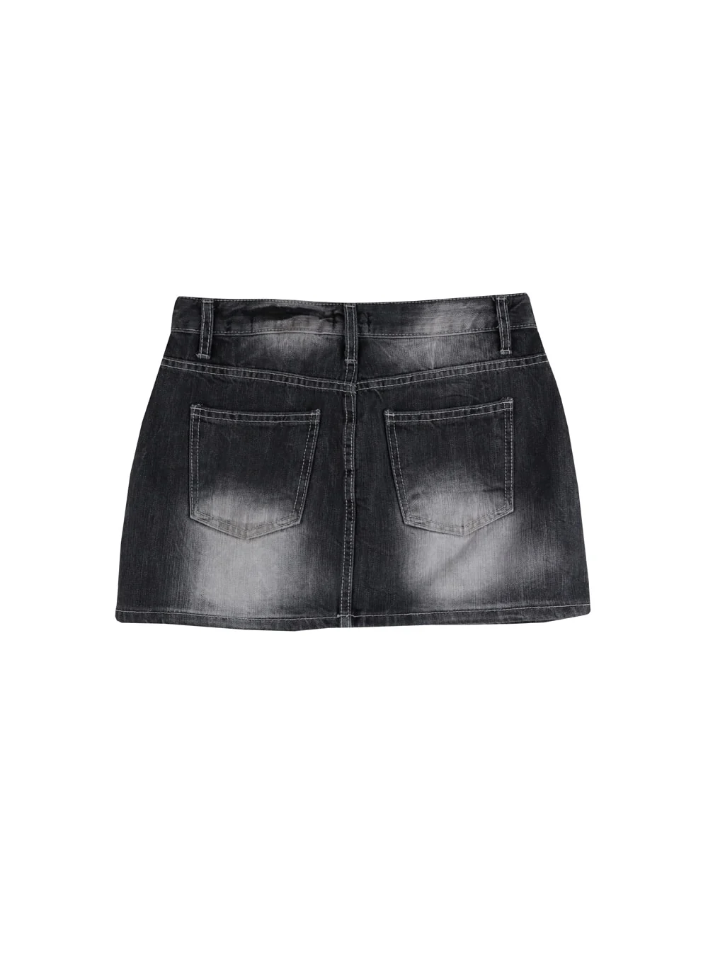 Washed Low Rise Mini Denim Skirt IM405 - Image 9