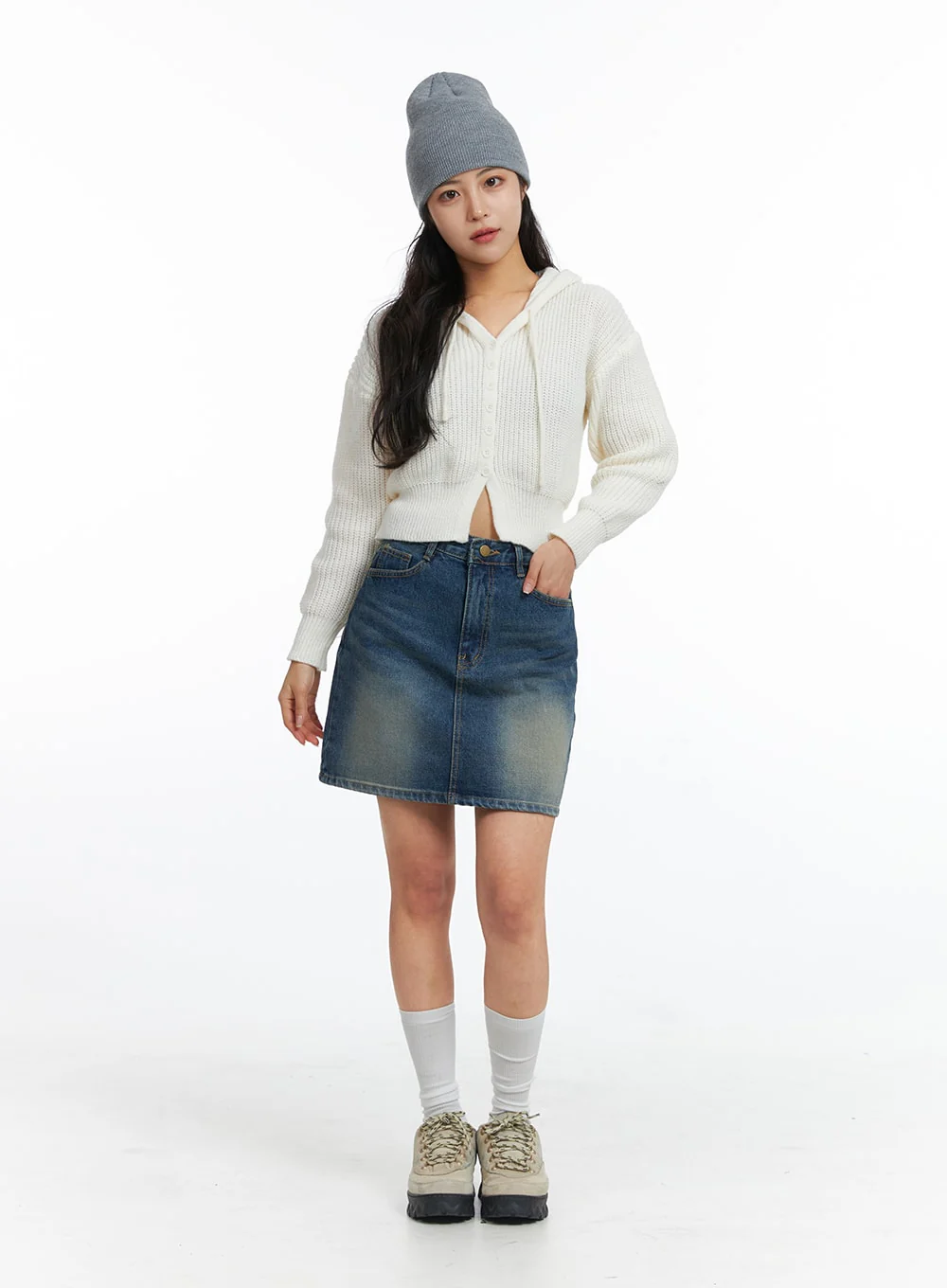 Washed Mini Denim Skirt OJ431 - Image 3