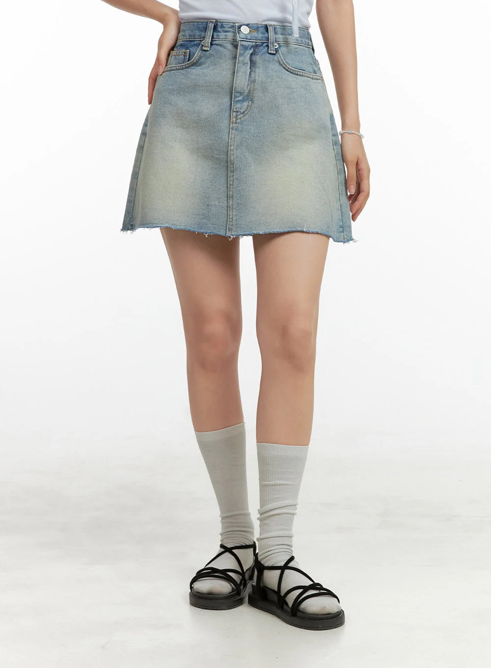 Washed Mini Denim Skirt OU407 - Image 2