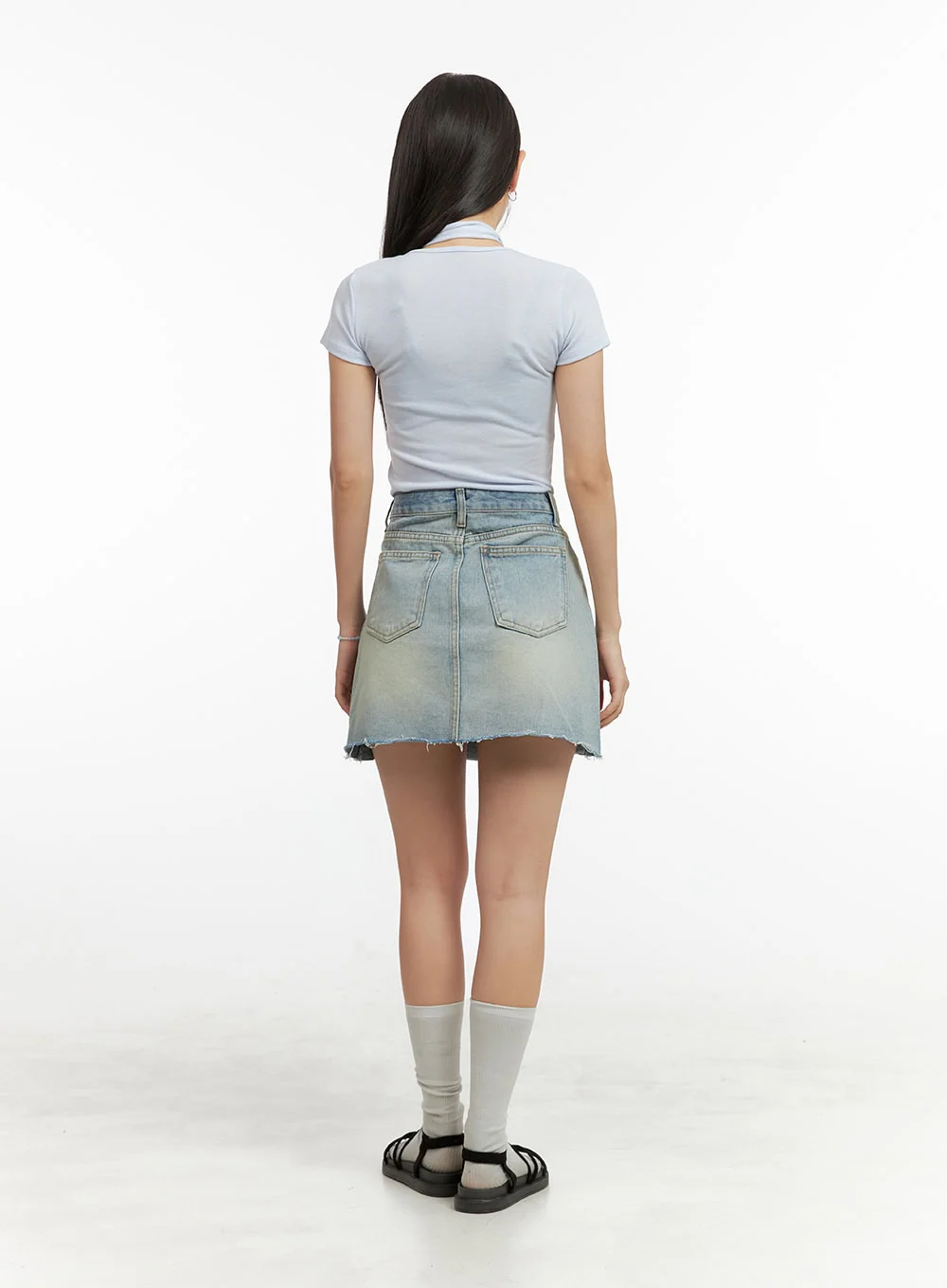 Washed Mini Denim Skirt OU407 - Image 5