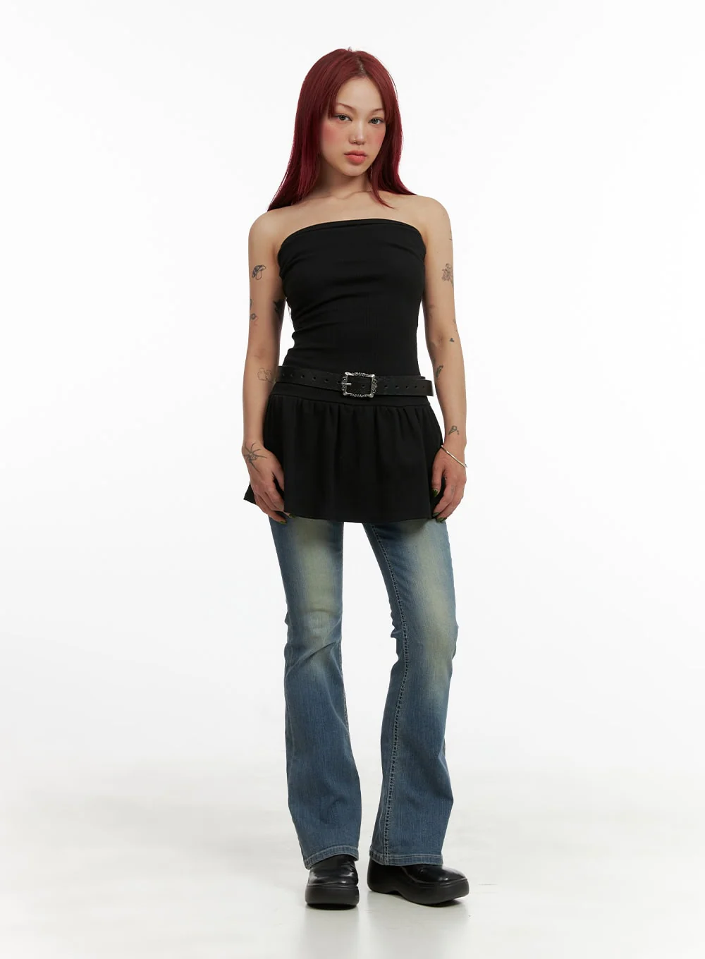 Washed Slim Bootcut Jeans CY429 - Image 2