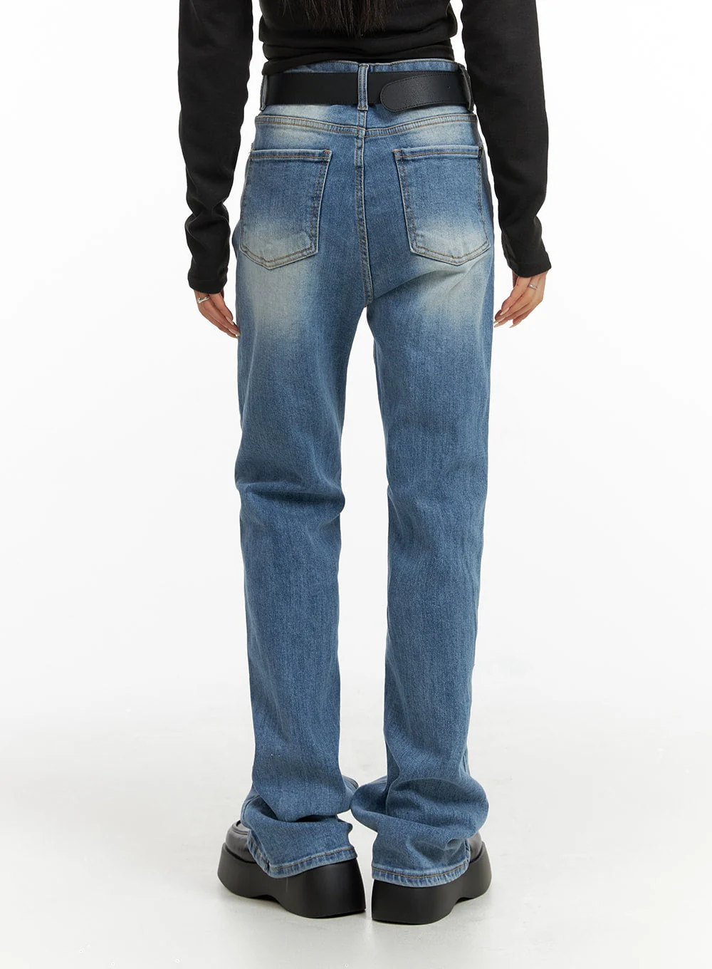 Washed Slim Fit Bootcut Jeans CF415 - Image 3