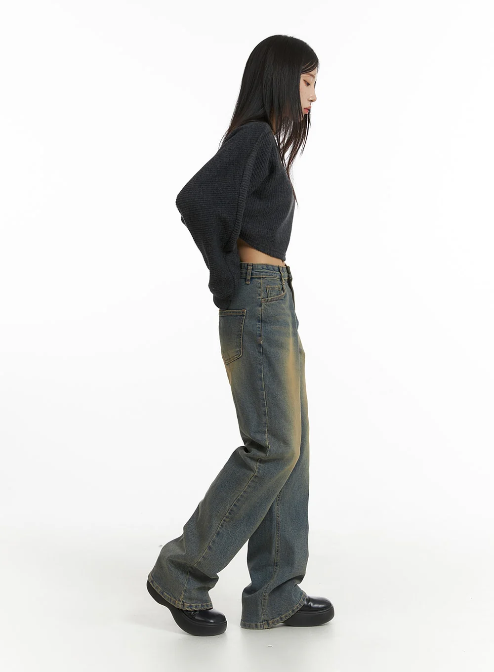 Washed Slim Fit Bootcut Jeans CJ431 - Image 4