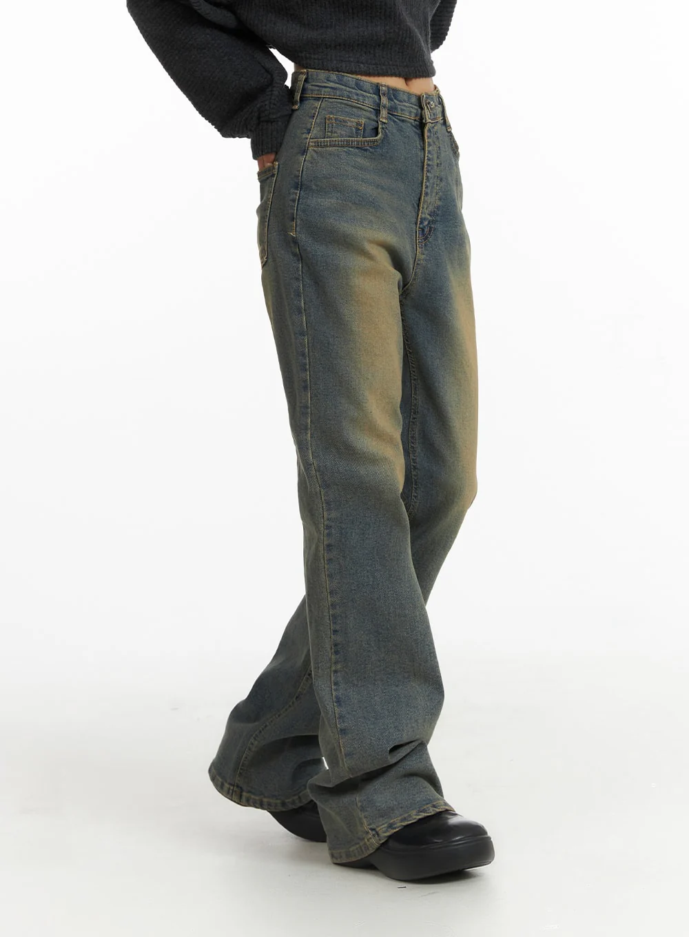 Washed Slim Fit Bootcut Jeans CJ431 - Image 5