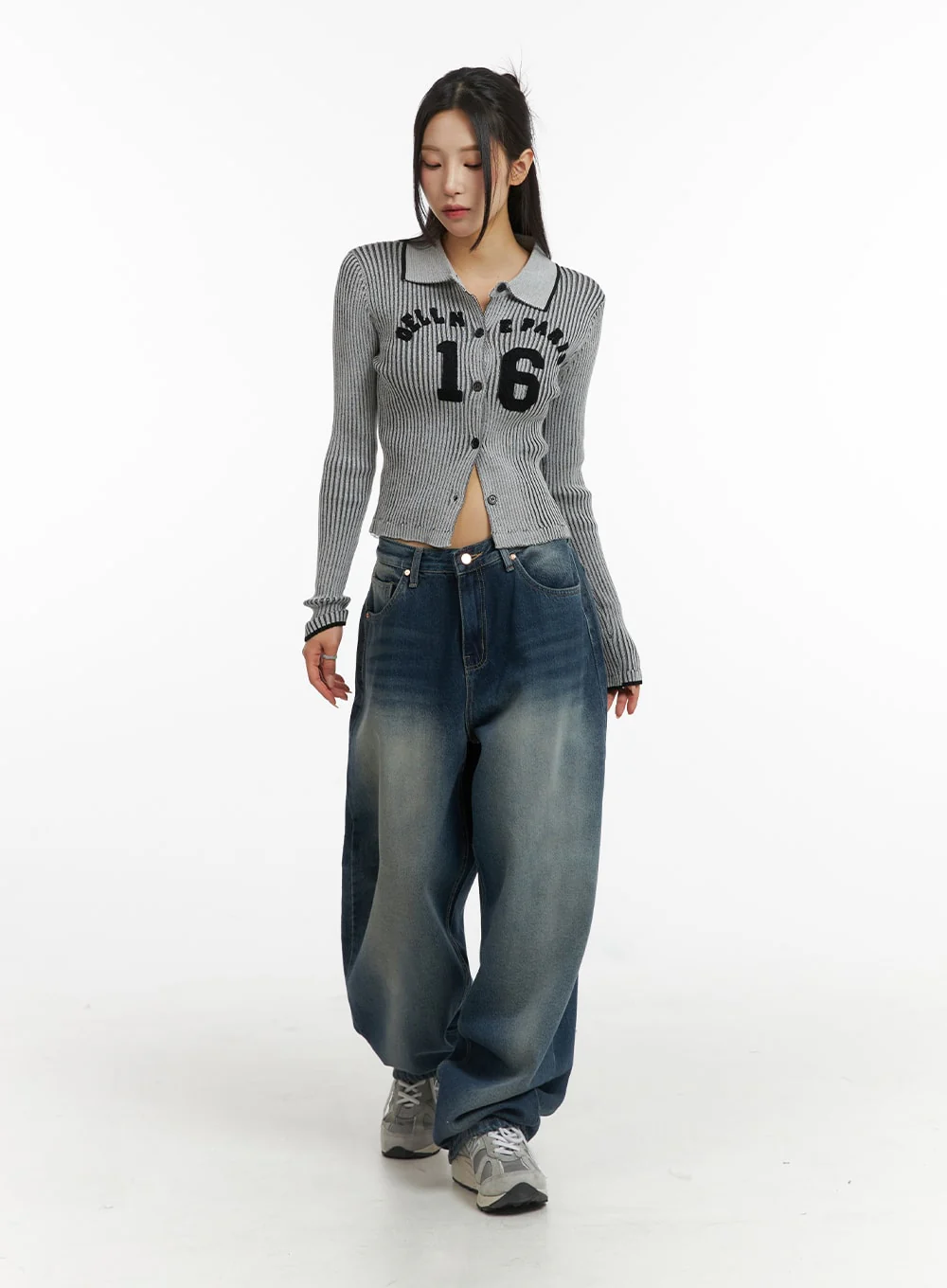 Washed Wide Leg Denim Jeans CJ418 - Image 2
