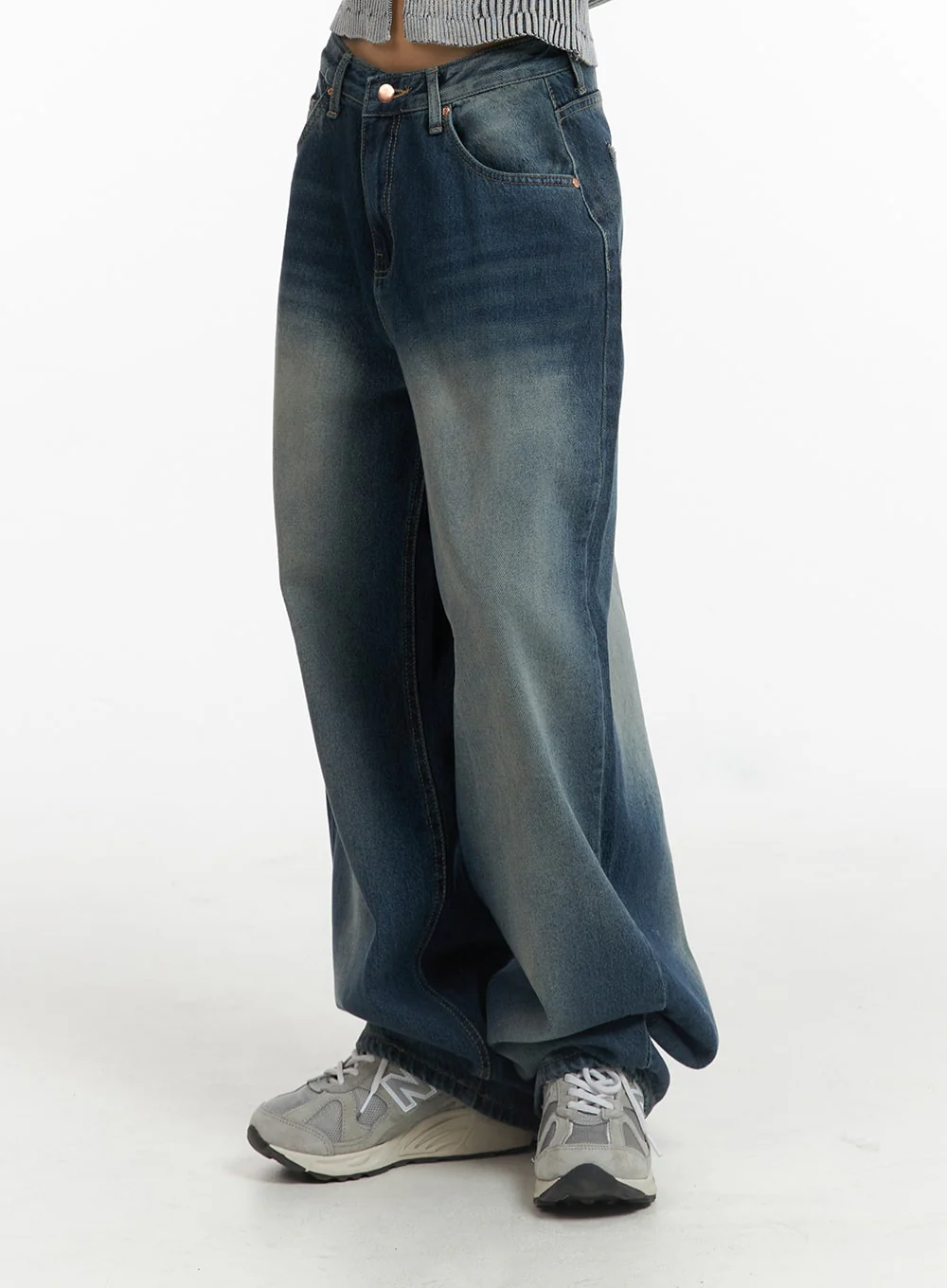Washed Wide Leg Denim Jeans CJ418 - Image 5