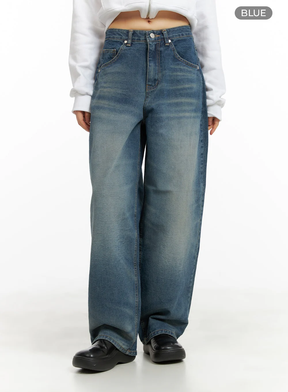 Washed Wide Leg Jeans CA419 - Image 5