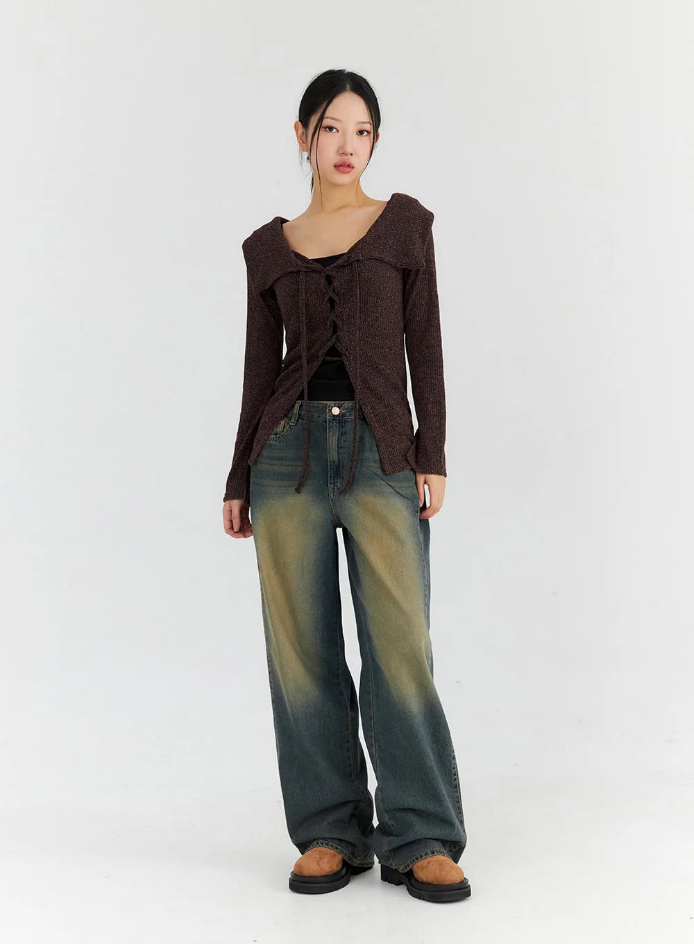 Washed Wide Leg Jeans CN315 - Image 2