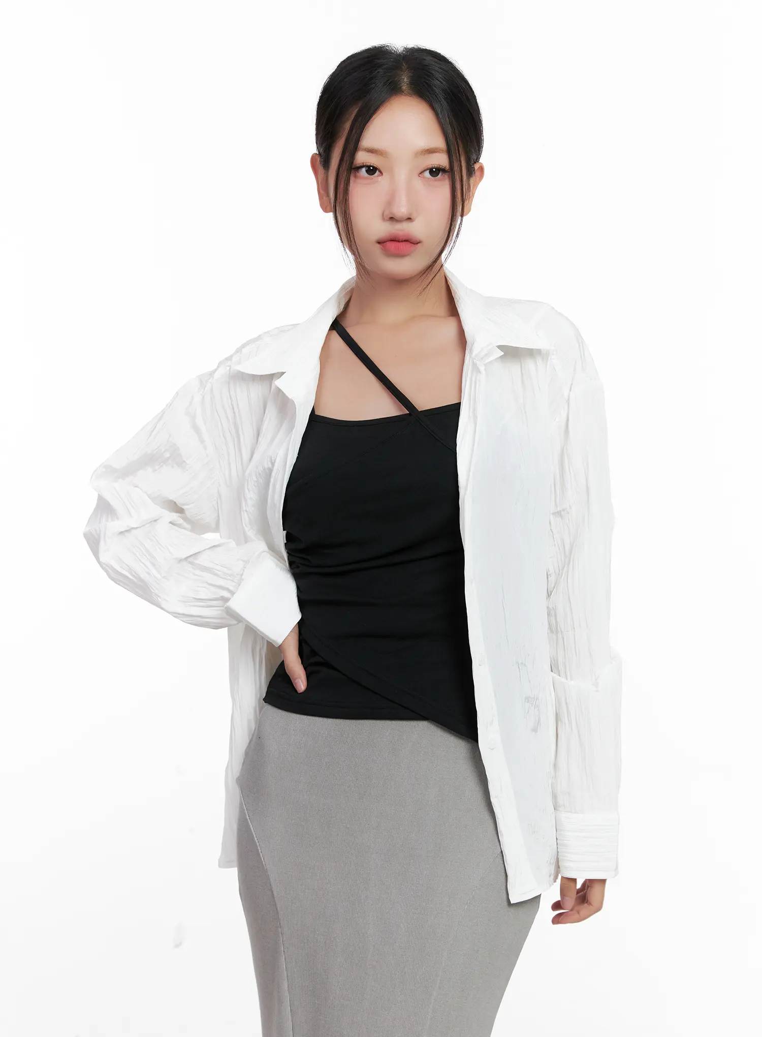 White Button-Up Long Sleeve Shirt CL518 - Image 9