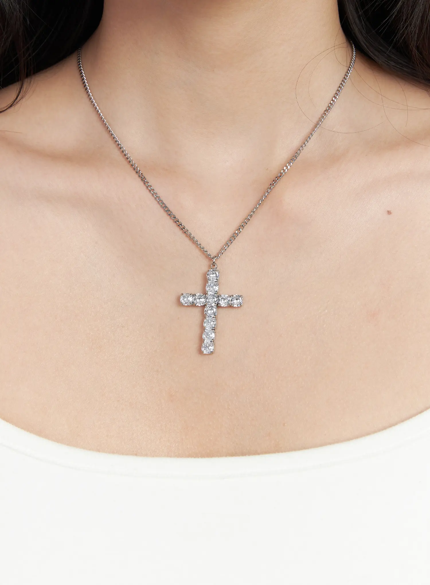 White Cross Necklace CJ523
