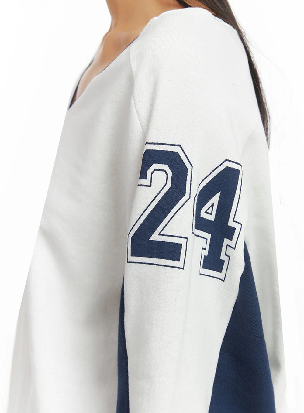 White V-Neck Jersey Sweatshirt IO409 - Image 8