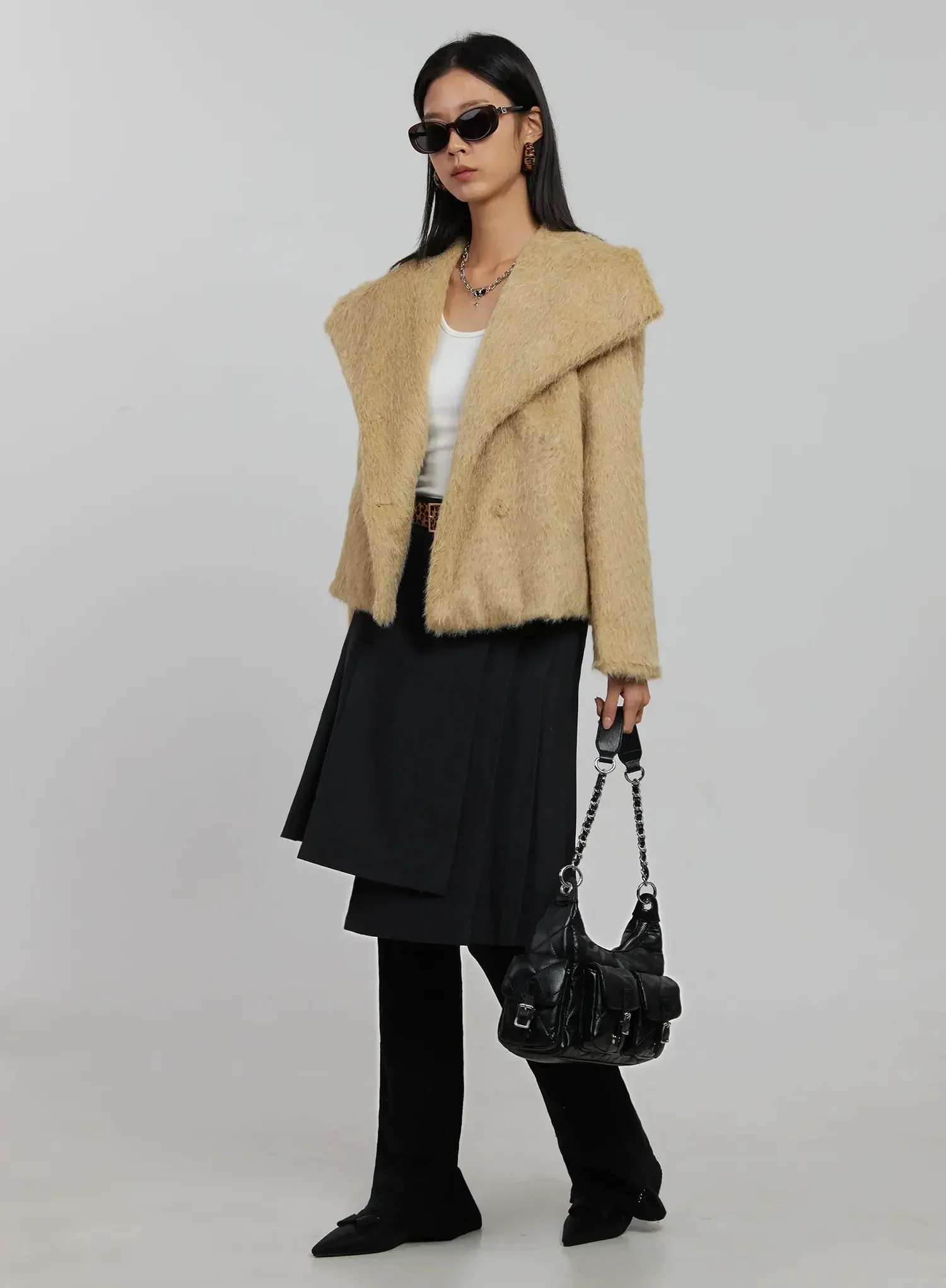Wide Collar Faux Fur Coat IJ509 - Image 2