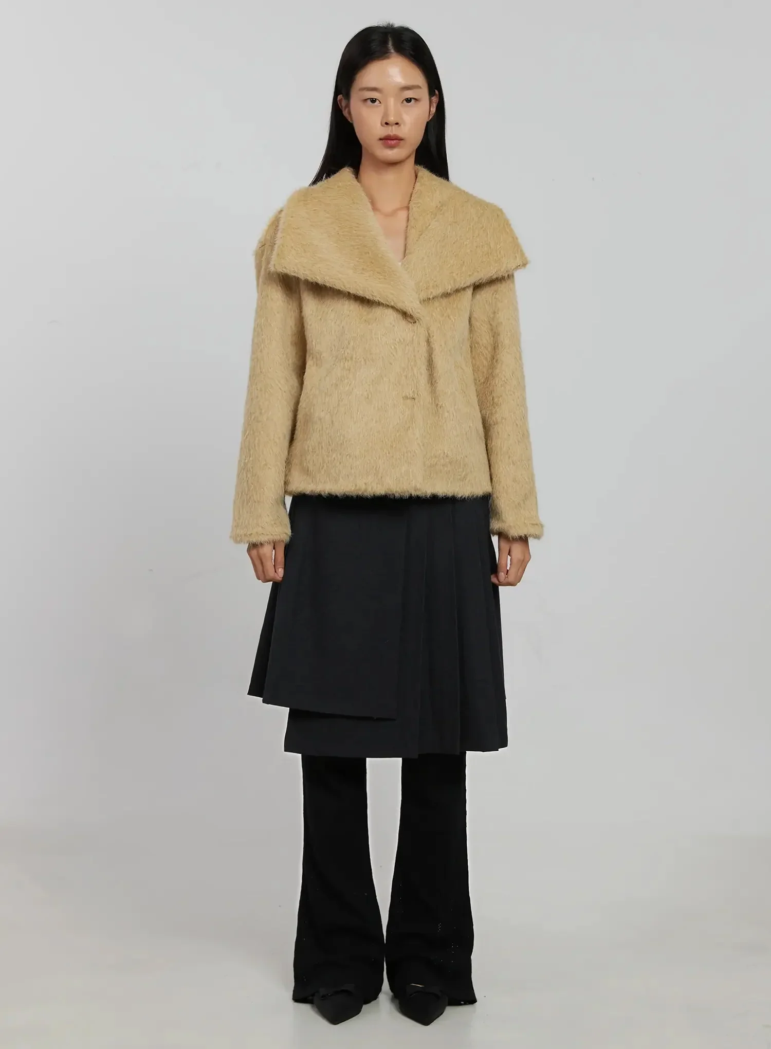 Wide Collar Faux Fur Coat IJ509 - Image 8