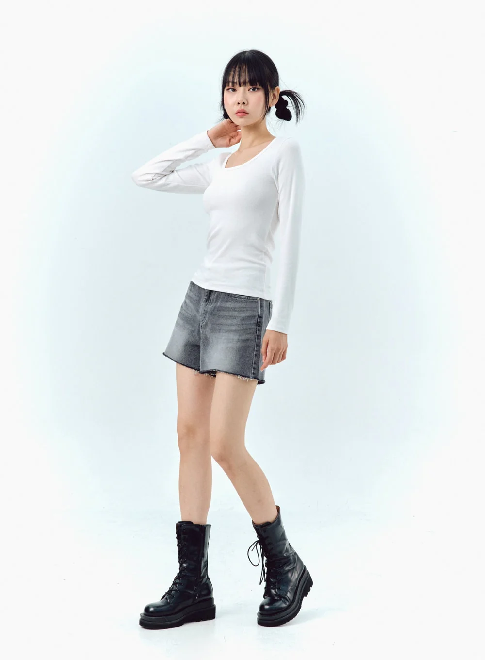 Wide Denim Shorts IG304 - Image 12