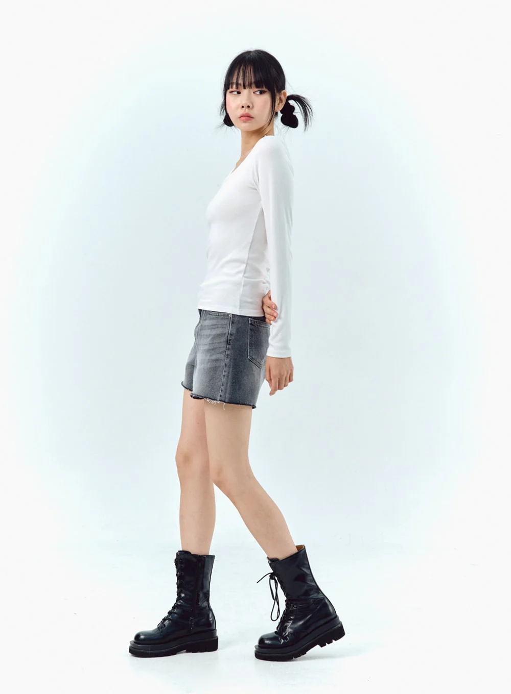 Wide Denim Shorts IG304 - Image 14
