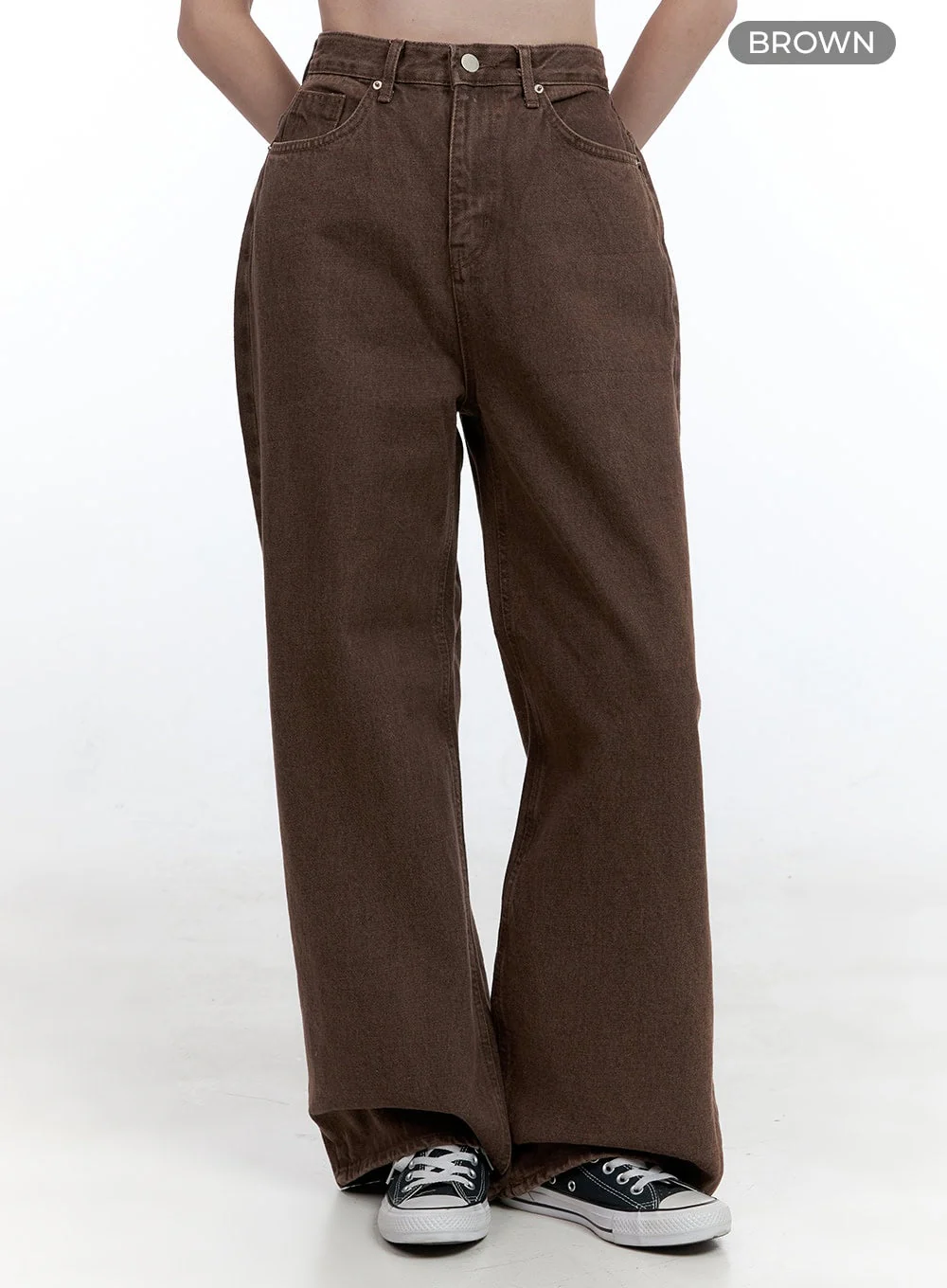 Wide-Fit Solid Cotton Pants OO429 - Image 8