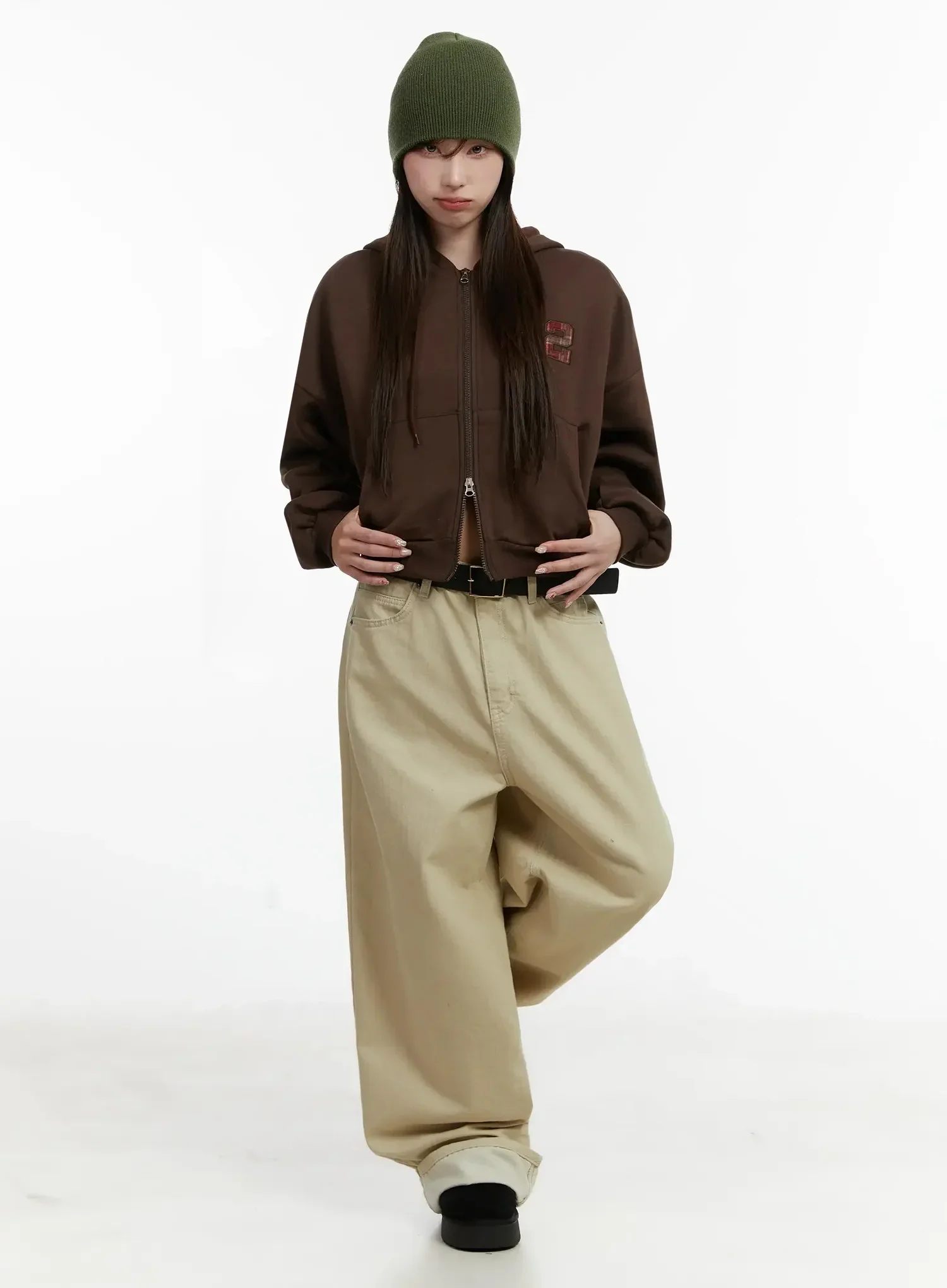 Wide Herringbone Fleece-Lined Pants IJ521 - Image 14