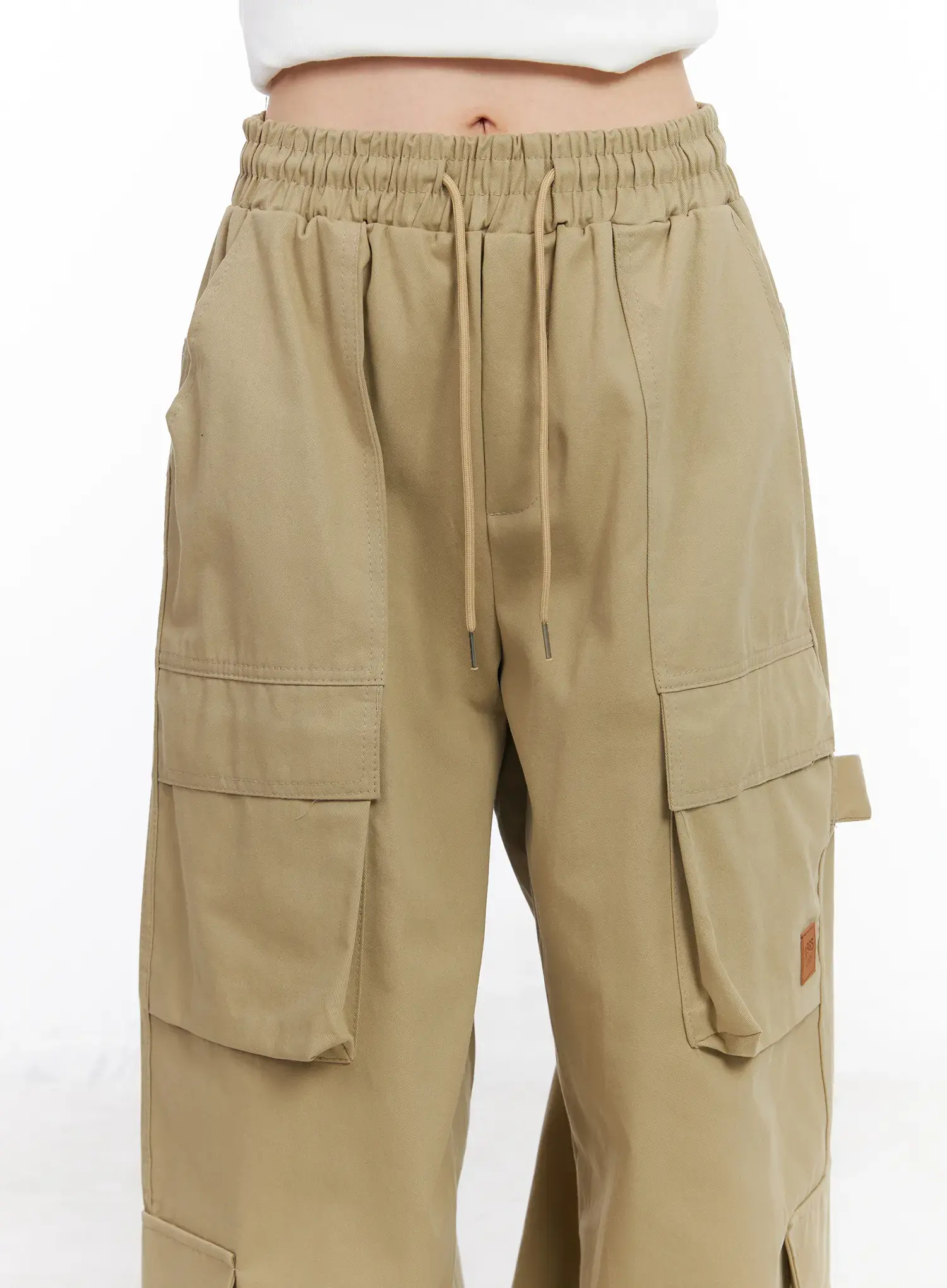 Wide Leg Cargo Pants with Elastic Waist CF519 - Image 7