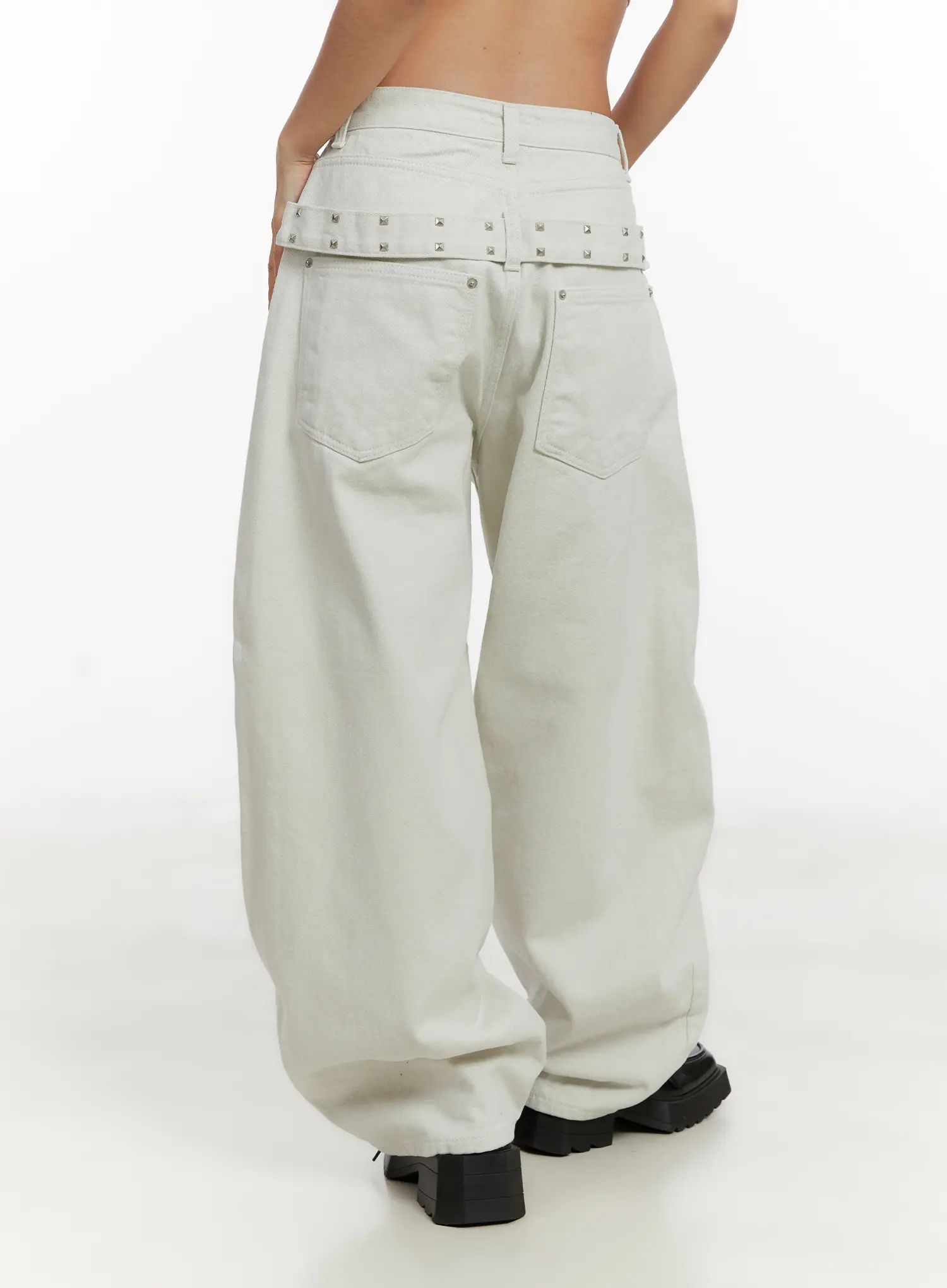 Wide Leg Cotton Pants with Belt Detail CD517 - Image 7