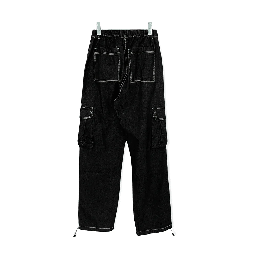 Wide Leg Denim Cargo Pants - Image 11