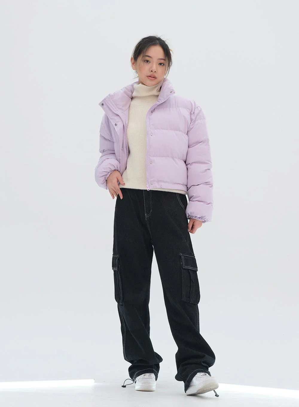 Wide Leg Denim Cargo Pants - Image 2