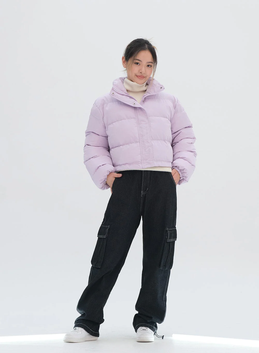 Wide Leg Denim Cargo Pants - Image 3