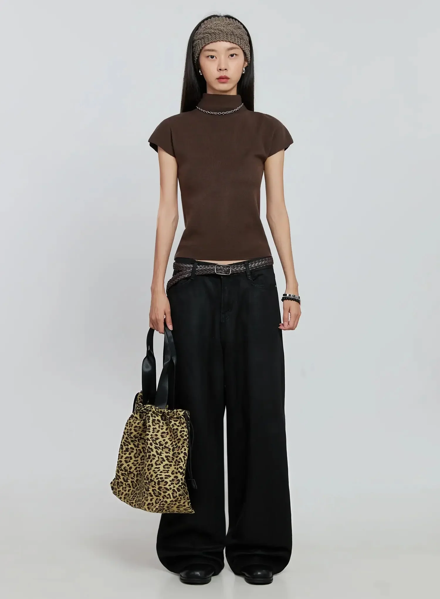 Wide Leg Faux Leather Pants IO530 - Image 15