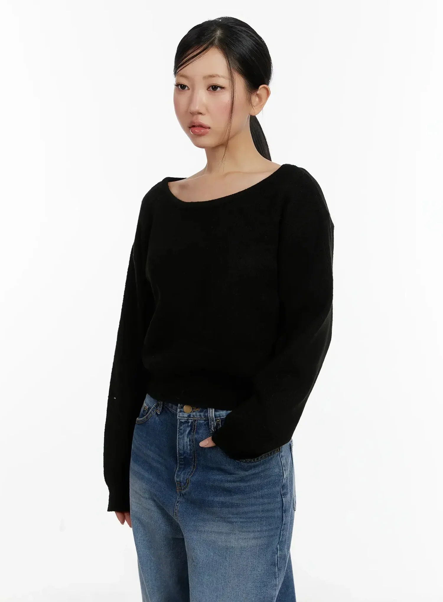 Wide Neck Crop Sweater ID525 - Image 5