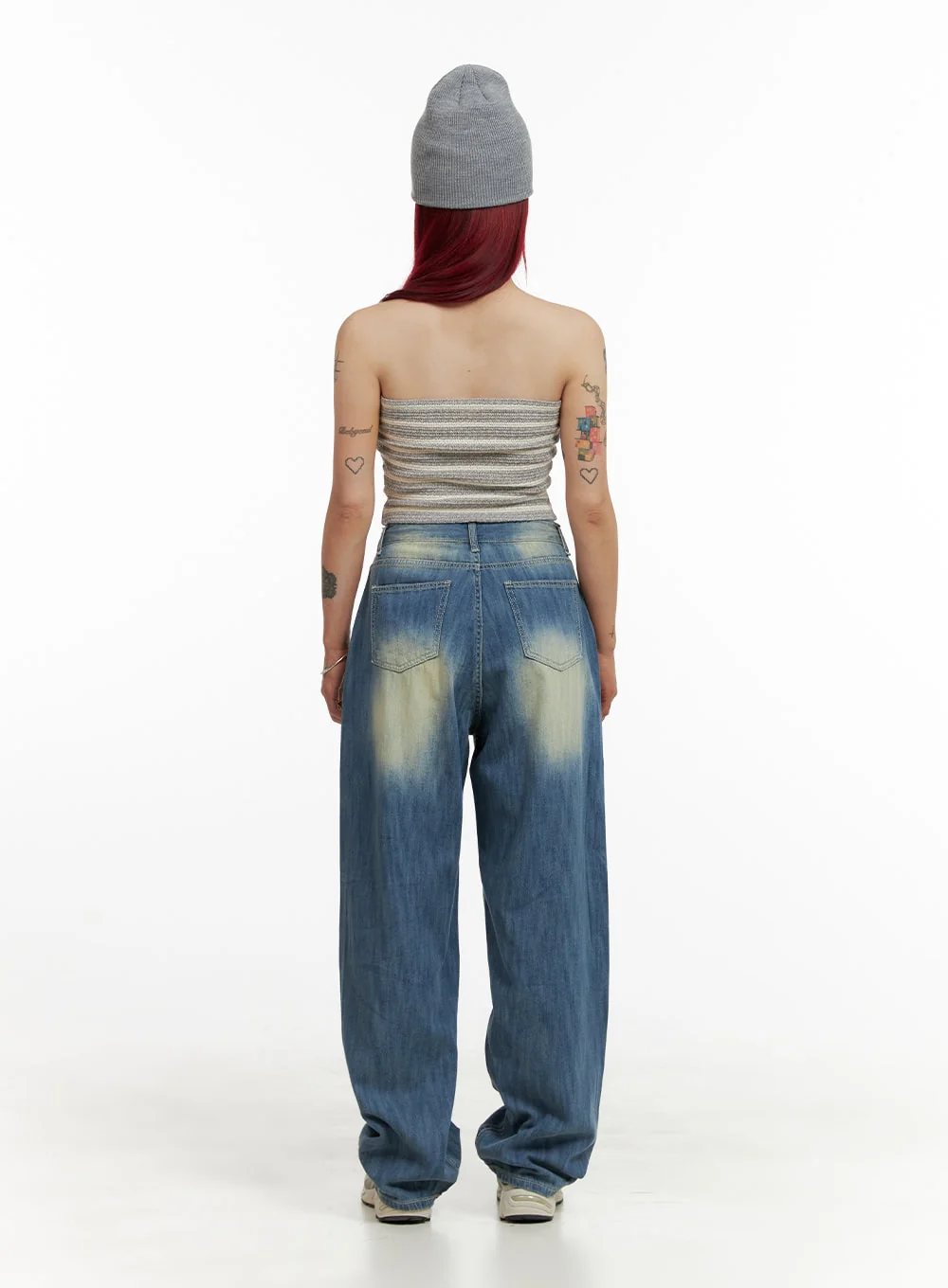 Wide Washed Blue Denim Jeans CY429 - Image 6