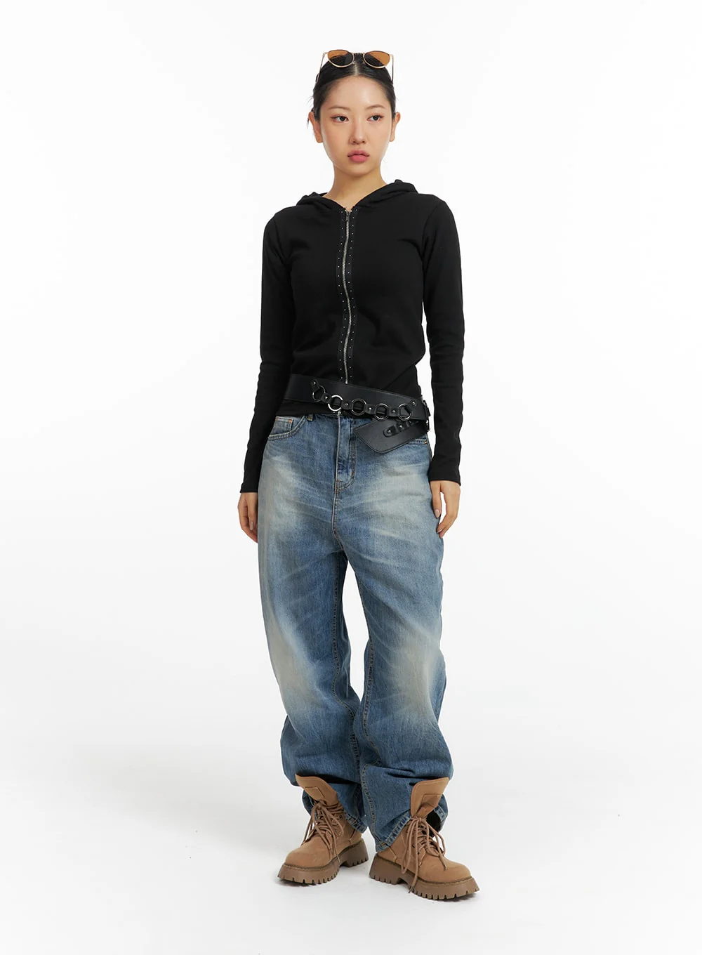 Wide Washed Denim Jeans CF419 - Image 3