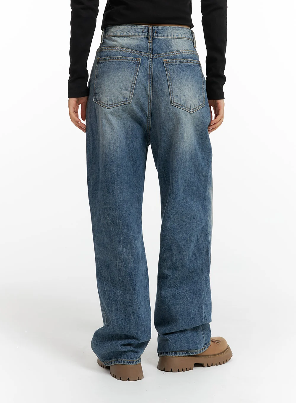 Wide Washed Denim Jeans CF419 - Image 6