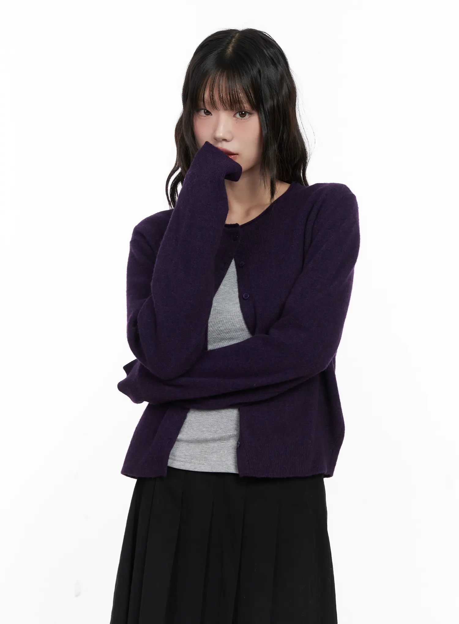Wool-Blend U-Neck Cardigan CN511 - Image 2