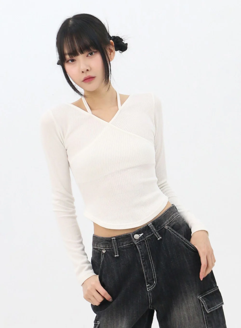 Wrap Halter Neck Slim Fit Tee IN310 - Image 4