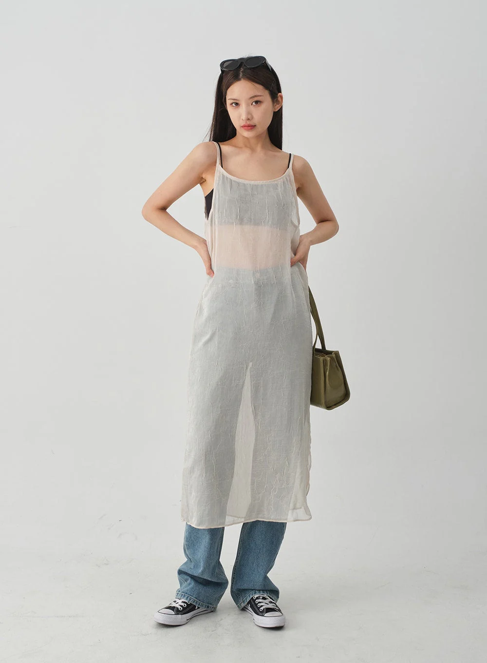 Wrinkle Sheer Cami Maxi Dress CJ08 - Image 12